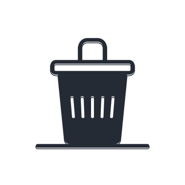 Siyah Çöp Kutusu simgesi beyaz arkaplanda izole edildi. Çöp kutusu tabelası. Sepet simgesini geri dönüştür. Ofis çöpü ikonu. Vektör.