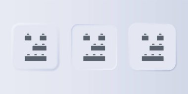 Gri arka planda izole edilmiş çocuk simgesi için gri oyuncak blokları. Kare düğmelere simgeleri yerleştir. Vektör.