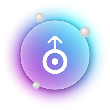 Beyaz arka planda izole edilmiş Uranüs ikonunun Beyaz Antik astrolojik sembolü. Astroloji gezegeni. Zodiac ve astroloji işareti. Mavi ve mor eğimli çember arkaplan. Vektör.