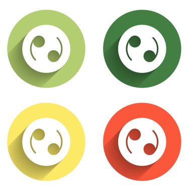 Kanser burcu simgesini uzun gölgeli izole et. Astrolojik yıldız falı koleksiyonu. Renkli daire düğmesi. Vektör.