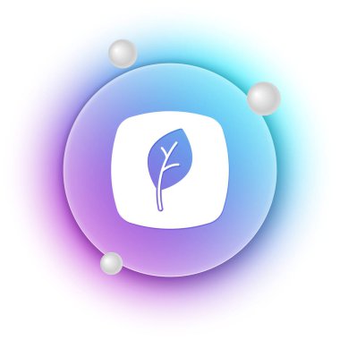 Beyaz Yaprak Çevre sembolü simgesi beyaz arkaplanda izole edildi. Pankart, etiket, etiket, logo, çevre yeşili etiketi. Mavi ve mor eğimli çember arkaplan. Vektör.