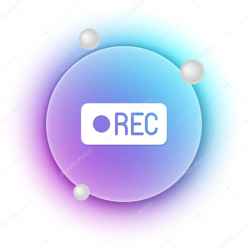 White Record button icon isolated on white background. Rec button. Blue and purple gradient circle background. Vector.