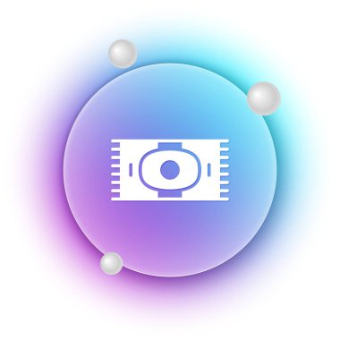 Beyaz arka planda izole edilmiş beyaz klasik halı ikonu. Mavi ve mor eğimli çember arkaplan. Vektör.