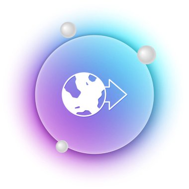 Dünya ikonundaki beyaz konum beyaz arkaplanda izole edildi. Dünya ya da Dünya işareti. Mavi ve mor eğimli çember arkaplan. Vektör.