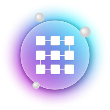 Beyaz NFT engelleme teknolojisi simgesi beyaz arka planda izole edildi. Para iadesi olmayan jeton. Dijital kripto sanat konsepti. Mavi ve mor eğimli çember arkaplan. Vektör.