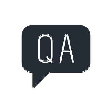 Beyaz zemin üzerinde Soru ve Yanıt simgesi olan siyah konuşma baloncukları. Q ve A sembolü. SSS işareti. Konuşma balonu ve çizelgesi. Vektör.