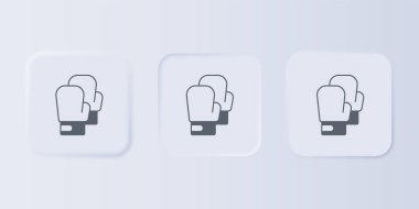 Gri arka planda gri boks eldiveni ikonu izole edildi. Kare düğmelere simgeleri yerleştir. Vektör.