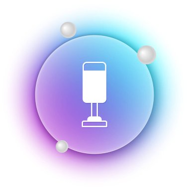 Beyaz arka planda beyaz kum torbası simgesi izole edildi. Mavi ve mor eğimli çember arkaplan. Vektör.