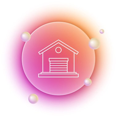 Beyaz Depo simgesi beyaz arkaplanda izole edildi. Turuncu ve pembe eğimli çember arka planı. Vektör.