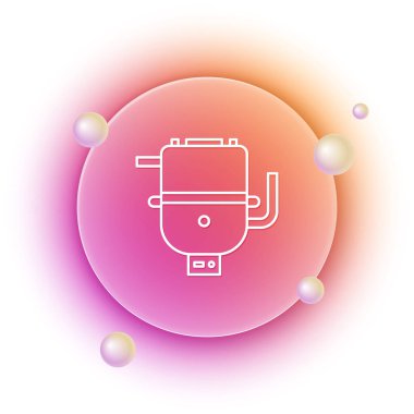 Isıtma su ikonu için beyaz elektrikli kazan beyaz arka planda izole edildi. Turuncu ve pembe eğimli çember arka planı. Vektör.