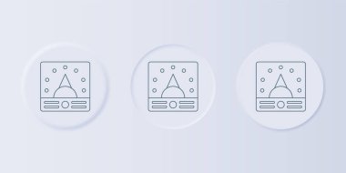 Gri Ampere ölçer, multimetre, voltmetre ikonu gri arkaplanda izole edilmiş. Elektrik akımını ölçmek için araçlar. Kare düğmelere simgeleri yerleştir. Vektör.