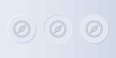 Gri arkaplanda gri pusula simgesi izole edildi. Rüzgâr yön bulma sembolü. Rüzgar gül işareti. Kare düğmelere simgeleri yerleştir. Vektör.