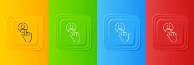 Beyaz Başlı av ikonu renkli arka planda izole edildi. İş hedefi ya da İstihdam tabelası. İş için insan kaynakları ve adam toplama. Kare düğmelere simgeleri yerleştir. Vektör.