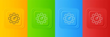 Beyaz Web analitik bilgi ve geliştirme web sitesi istatistik simgesi renkli arkaplanda izole edildi. Analiz, yönetim, pazarlama, araştırma. Kare düğmelere simgeleri yerleştir. Vektör.