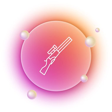 Beyaz arka planda beyaz av silahı simgesi izole edildi. Av tüfeği. Turuncu ve pembe eğimli çember arka planı. Vektör.