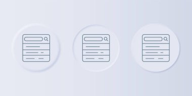 Gri arama motoru simgesi gri arkaplanda izole edildi. Kare düğmelere simgeleri yerleştir. Vektör.