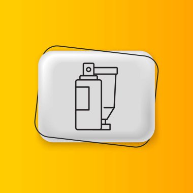 Sarı arka planda siyah krem ya da losyon kozmetik tüp ikonu var. Kadınlar için vücut bakım ürünleri. Gümüş dikdörtgen düğme. Vektör.