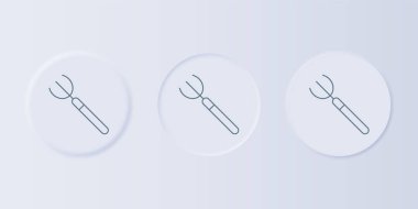 Gri Bahçe yabası ikonu gri arka planda izole edilmiş. Bahçe çatalı işareti. Bahçecilik, tarım, çiftçilik aleti. Kare düğmelere simgeleri yerleştir. Vektör.