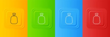 Beyaz Torba simgesi renkli arkaplanda izole edildi. Kare düğmelere simgeleri yerleştir. Vektör.