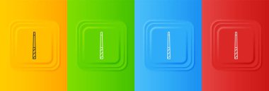 Beyaz bilardo ıstakası simgesi renkli arkaplanda izole edildi. Kare düğmelere simgeleri yerleştir. Vektör.