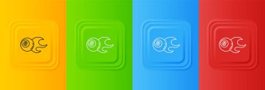 Beyaz bilardo bilardo topu. Renkli arka planda 8 numaralı ikon izole edilmiş. Kare düğmelere simgeleri yerleştir. Vektör.