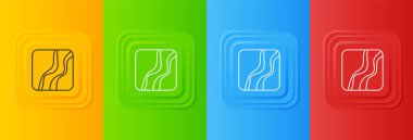 Beyaz Yılan patisi ayak izi simgesi renkli arkaplanda izole edildi. Kare düğmelere simgeleri yerleştir. Vektör.