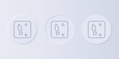 Gri arka planda izole edilmiş gri insan ayak izi ikonu. Ayakkabı tabanı. Kare düğmelere simgeleri yerleştir. Vektör.