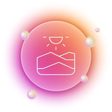 Beyaz Kuraklık simgesi beyaz arkaplanda izole edildi. Turuncu ve pembe eğimli çember arka planı. Vektör.