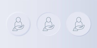 Grey Life sigortası gri arka planda izole edilmiş. Güvenlik, güvenlik, koruma, konsept koruma. Kare düğmelere simgeleri yerleştir. Vektör.