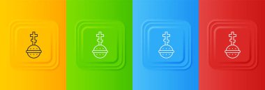 Beyaz Hıristiyan haç simgesi renkli arkaplanda izole edilmiş. Kilise haçı. Kare düğmelere simgeleri yerleştir. Vektör.