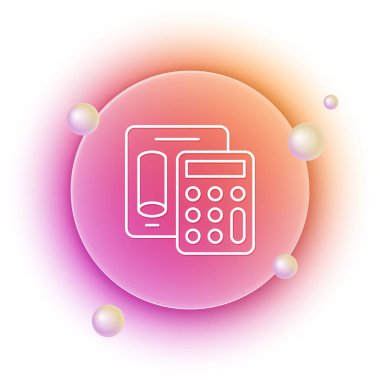 Beyaz Hesap Makinesi simgesi beyaz arkaplanda izole edildi. Muhasebe sembolü. İş hesaplamaları matematik eğitimi ve finans. Turuncu ve pembe eğimli çember arka planı. Vektör.