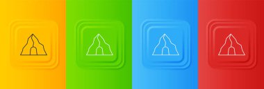 Beyaz altın madeni simgesi renkli arkaplanda izole edilmiş. Kare düğmelere simgeleri yerleştir. Vektör.