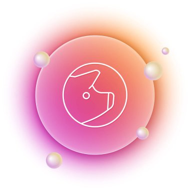 Beyaz Domuz simgesi beyaz arkaplanda izole edildi. Hayvan sembolü. Turuncu ve pembe eğimli çember arka planı. Vektör.