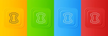 Renkli arkaplanda izole edilmiş beyaz deri ikonu. Kare düğmelere simgeleri yerleştir. Vektör.