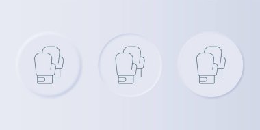 Gri arka planda gri boks eldiveni ikonu izole edildi. Kare düğmelere simgeleri yerleştir. Vektör.