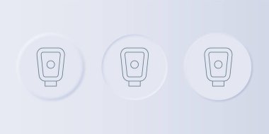 Gri arka planda gri boks eğitim patileri simgesi izole edildi. Kare düğmelere simgeleri yerleştir. Vektör.