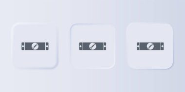 Gri Yapı balon seviyesi simgesi gri arkaplanda izole edildi. Supaslar, ölçüm aletleri, ölçüm aletleri. Kare düğmelere simgeleri yerleştir. Vektör.