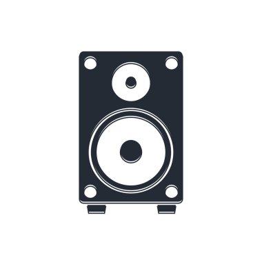 Siyah Stereo hoparlör simgesi beyaz arkaplanda izole edildi. Ses sistemi hoparlörleri. Müzik ikonu. Müzikal sütun hoparlörü. Vektör.