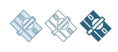 Blue Stacks kağıt para ikonu beyaz arka planda izole. Para desteleri. Para birimi. Vektör.