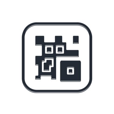 Beyaz arkaplanda izole edilmiş akıllı telefon tarama simgesi için siyah QR kod örneği. Vektör.