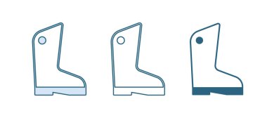 Beyaz arka planda mavi lastik eldiven ikonu izole edildi. Lateks el koruması işareti. Ev işi temizlik ekipmanları sembolü. Vektör.