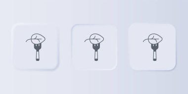 Gri arka planda izole edilmiş gri vejetaryen diyet ikonu. Organik, biyolojik, ekolojik sembol. Vejetaryen, et yok, laktozsuz, sağlıklı, taze ve şiddet içermeyen yiyecekler. Kare düğmelere simgeleri yerleştir. Vektör.