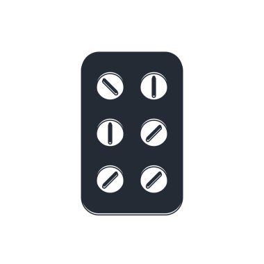Siyah haplar beyaz arka planda izole edilmiş. İlaç paketi. Tablet, vitamin, antibiyotik, aspirin. Vektör.