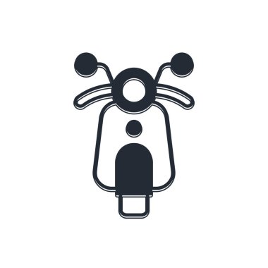 Siyah Scooter simgesi beyaz arkaplanda izole edilmiş. Vektör.