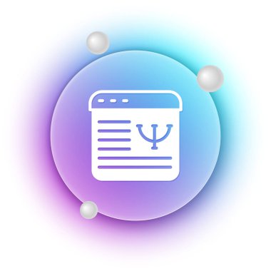 White Online psikolojik danışmanlık mesafesi ikonu beyaz arka planda izole edildi. Psikoterapi, psikolojik yardım, online psikiyatrist danışmanlığı. Mavi ve mor eğimli çember arkaplan. Vektör.