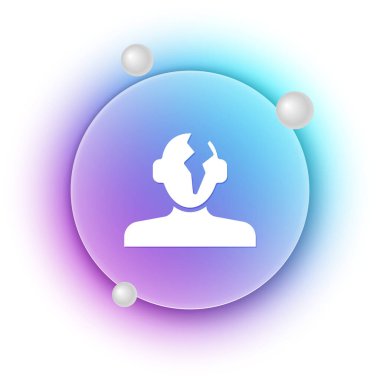 Psikoloji ikonundaki soruna beyaz arka planda izole edilmiş beyaz çözüm. Akıl sağlığı terapisi. Mavi ve mor eğimli çember arkaplan. Vektör.