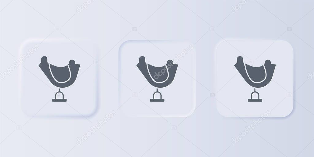 Grey Wild west saddle icon isolated on grey background. Set icons in square buttons. Vector.