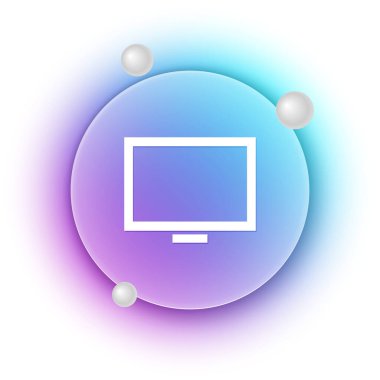 Masa simgesindeki beyaz resim çerçevesi beyaz arkaplanda izole edilmiş. Mavi ve mor eğimli çember arkaplan. Vektör.