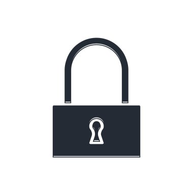 Siyah Kilit simgesi beyaz arkaplanda izole edildi. Asma kilit işareti. Güvenlik, güvenlik, koruma, gizlilik kavramı. Vektör.