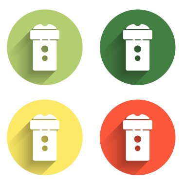 Set Vagina masturbator icon isolated with long shadow background. Sex toy for man. Color circle button. Vector.